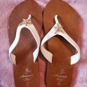 White Thong Sandals w/ Gold Starfish